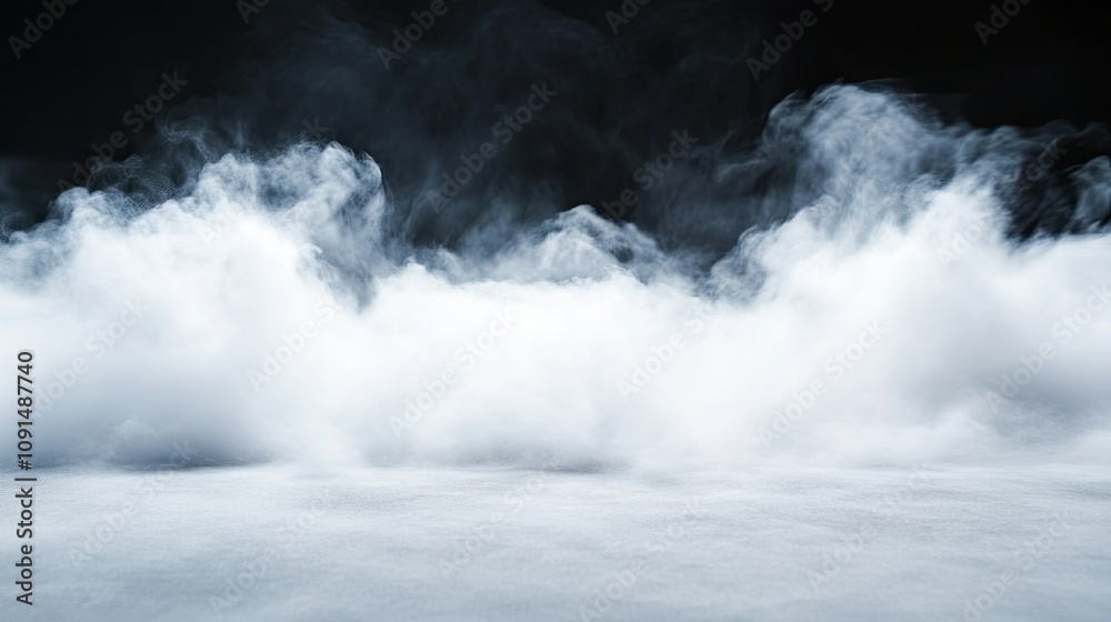 Fototapeta premium Bright Dust Spores Swirling Gracefully in the Darkness Against a Black Background