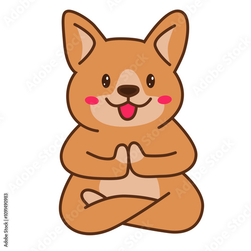 Corgi puppy yoga pose