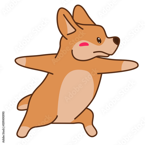 Corgi puppy yoga pose