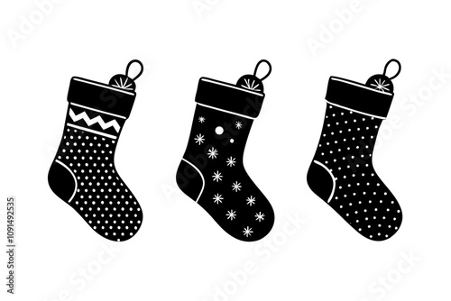 Christmas stocking silhouette vector.