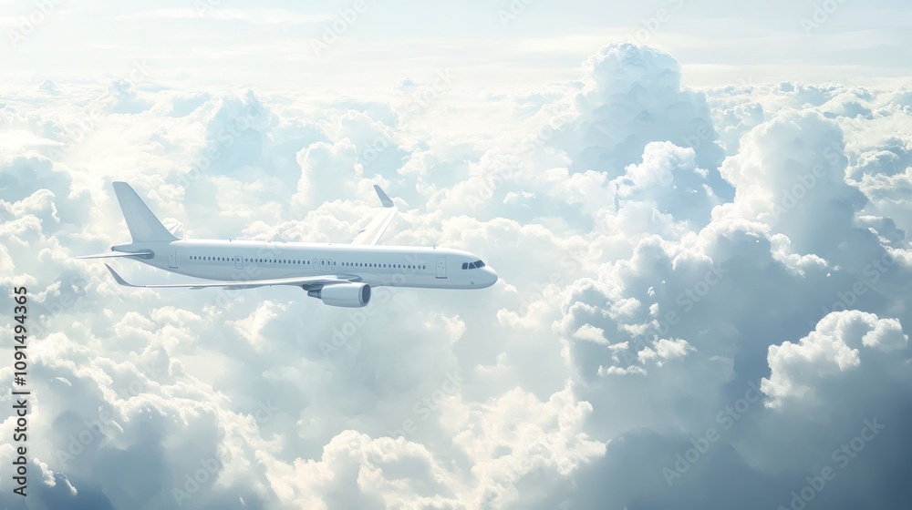 Obraz premium Airplane Soaring Above the Clouds