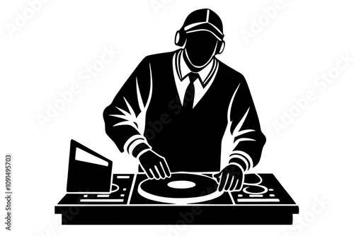 DJ Turntable Silhouette - Clean and Minimalist Mixing Design Vector