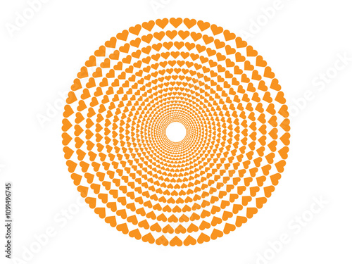 Abstract circle symmetric orange heart vector illustration