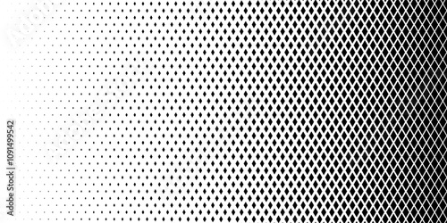 Diamond primitive pattern. Cyber matrix pixel cube surface. Optical rhombus dot gradient disperse. Digital geo halftone vintage lattice grid. Black patern change fade, screen tone degrade. Paper glyph
