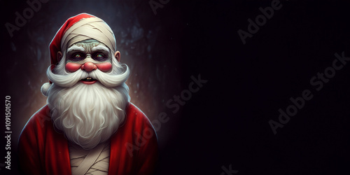 Mummy Santa Claus, Dead Halloween, Merry Christmas Card, Holiday Celebration, Funny 
