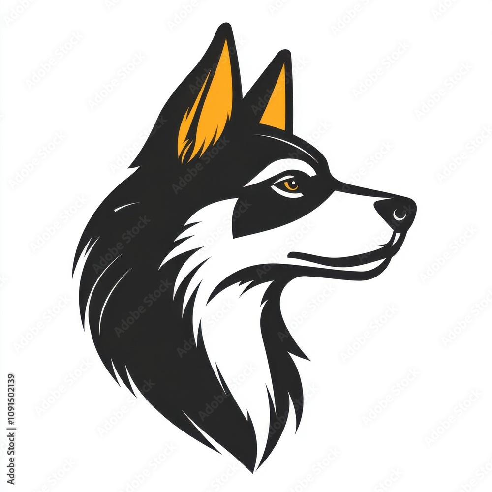 Obraz premium Artistic illustration of a stylized wolf's head with bold colors and sharp lines.