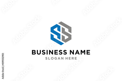 SS Letter Initial Logo Design Template in Hexagon Shape. Vector Illustration.