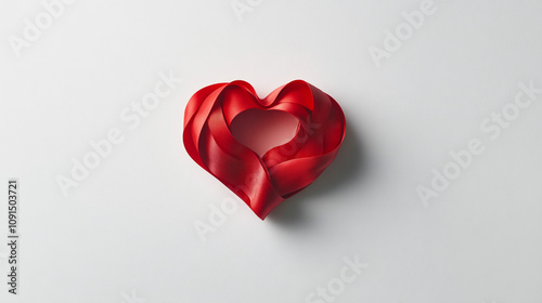 Red ribbon heart design symbolizes love and affection for various occasions