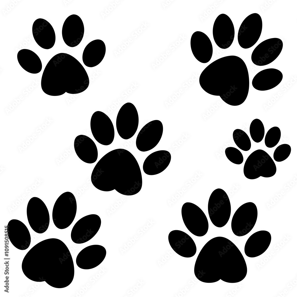 Fototapeta premium Dog Paw , Dog Paw Print Vector, Dog Paw Print Silhouette Vector
