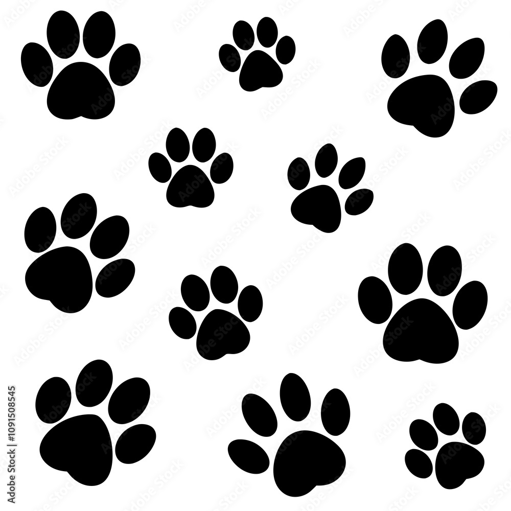 Fototapeta premium Dog Paw , Dog Paw Print Vector, Dog Paw Print Silhouette Vector