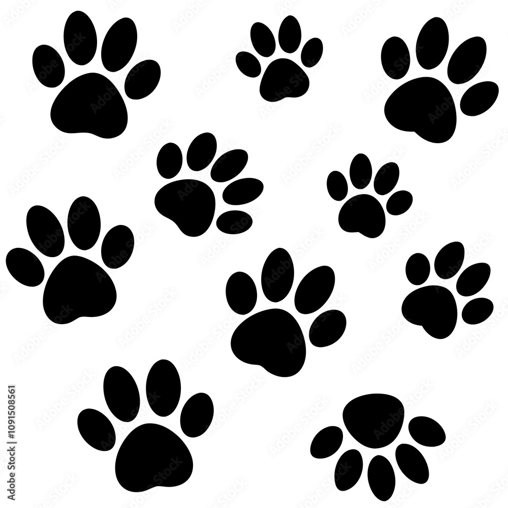 Fototapeta premium Dog Paw , Dog Paw Print Vector, Dog Paw Print Silhouette Vector