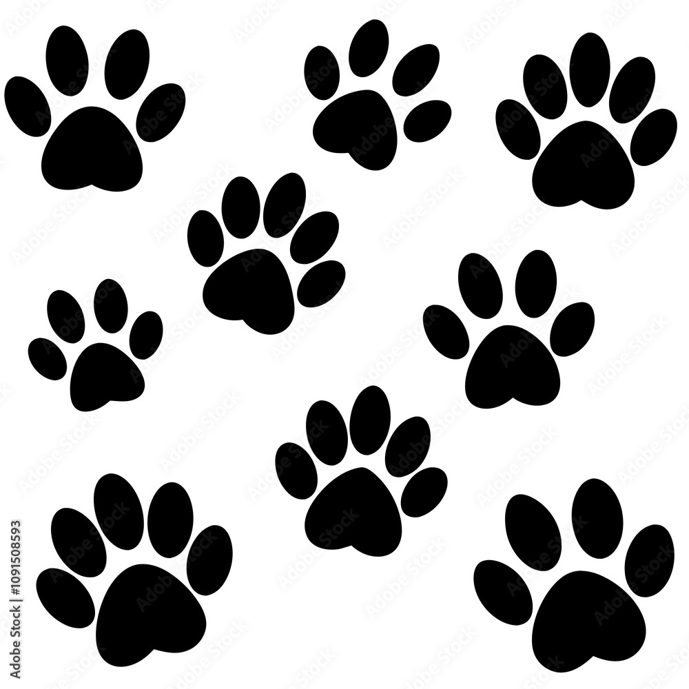 Fototapeta premium Dog Paw , Dog Paw Print Vector, Dog Paw Print Silhouette Vector