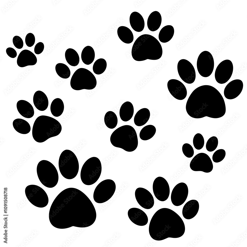 Fototapeta premium Dog Paw , Dog Paw Print Vector, Dog Paw Print Silhouette Vector
