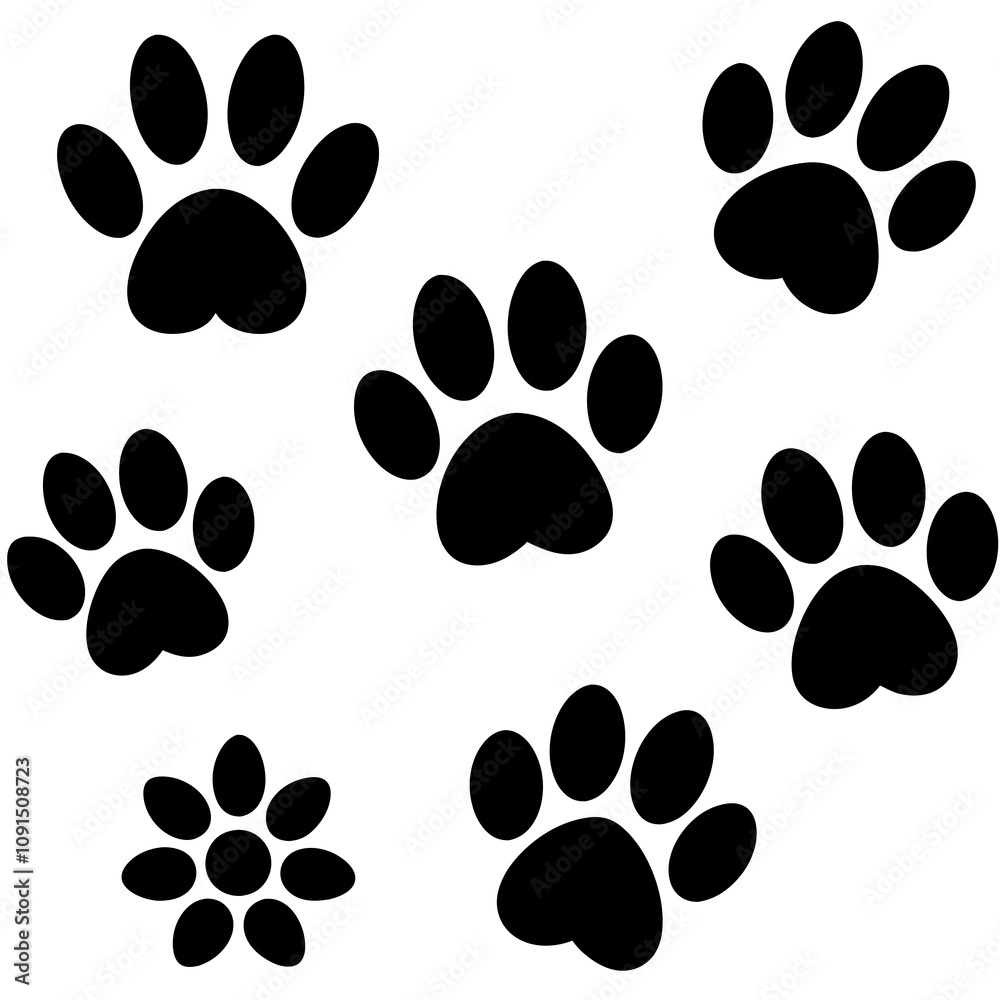 Fototapeta premium Dog Paw , Dog Paw Print Vector, Dog Paw Print Silhouette Vector
