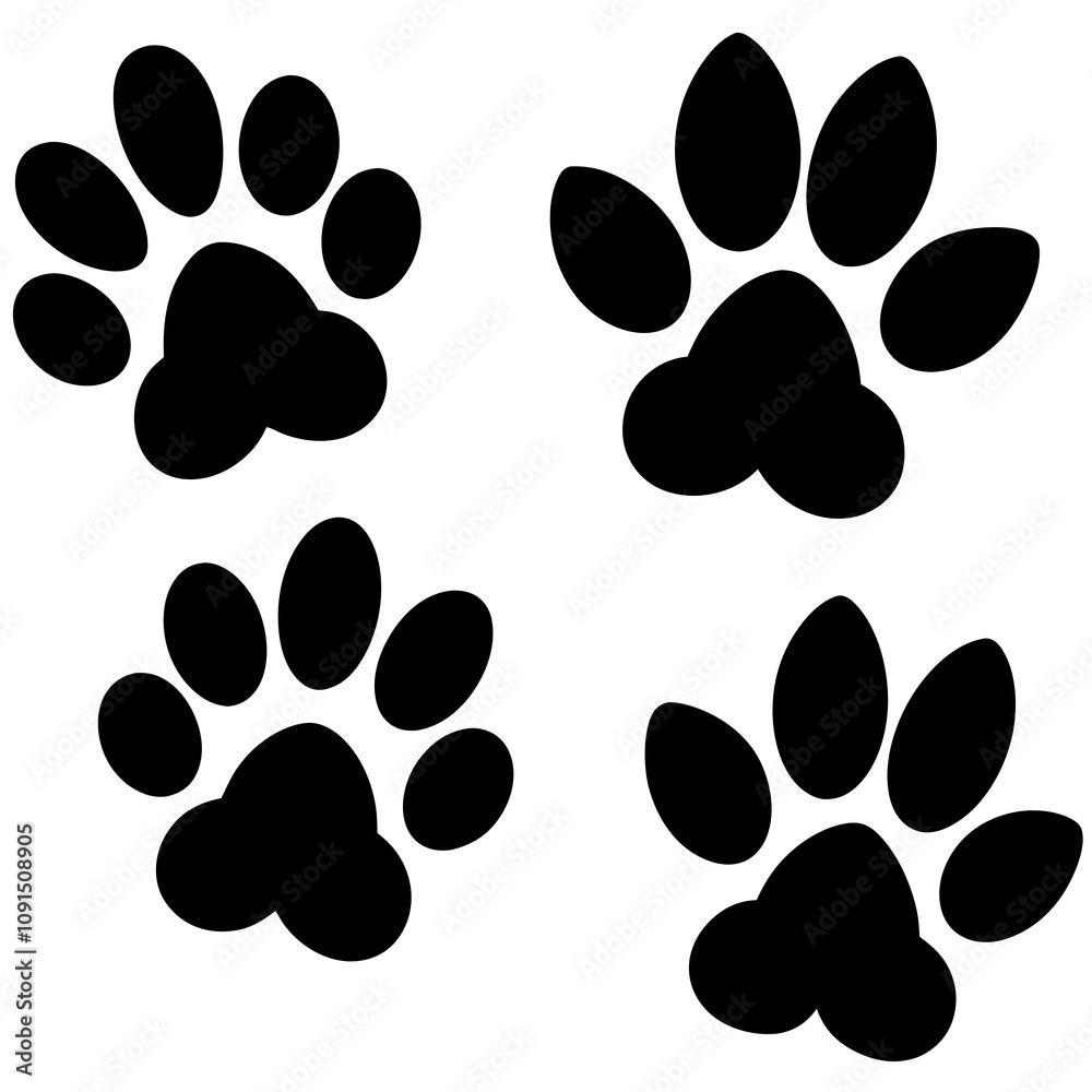 Fototapeta premium Dog Paw , Dog Paw Print Vector, Dog Paw Print Silhouette Vector