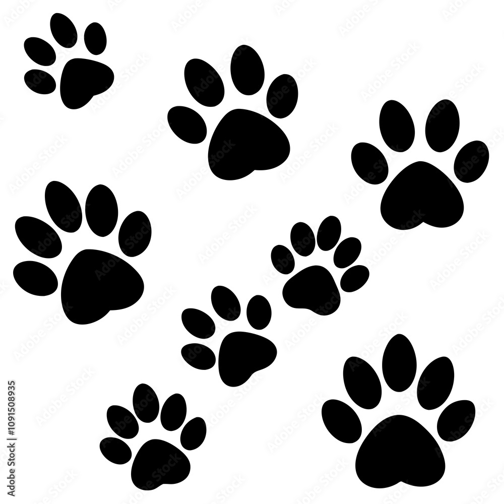 Fototapeta premium Dog Paw , Dog Paw Print Vector, Dog Paw Print Silhouette Vector