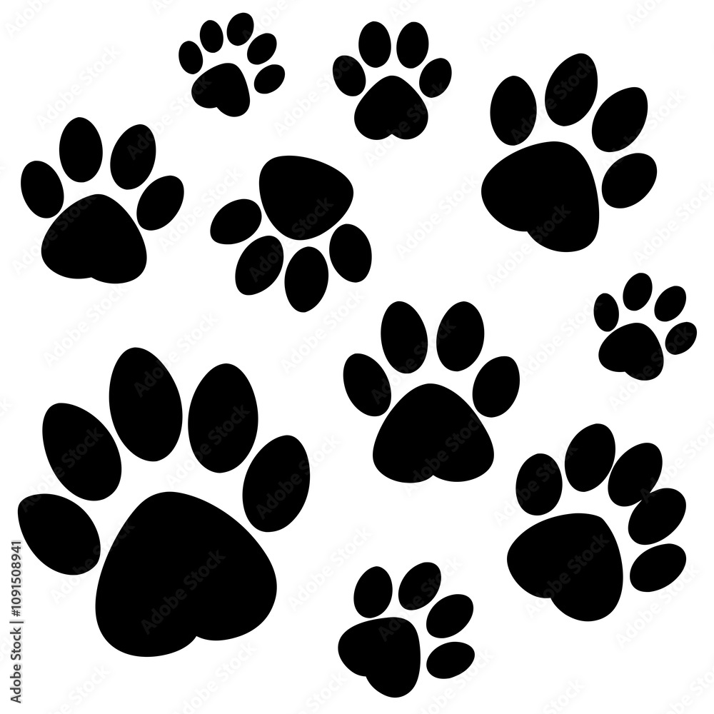 Fototapeta premium Dog Paw , Dog Paw Print Vector, Dog Paw Print Silhouette Vector