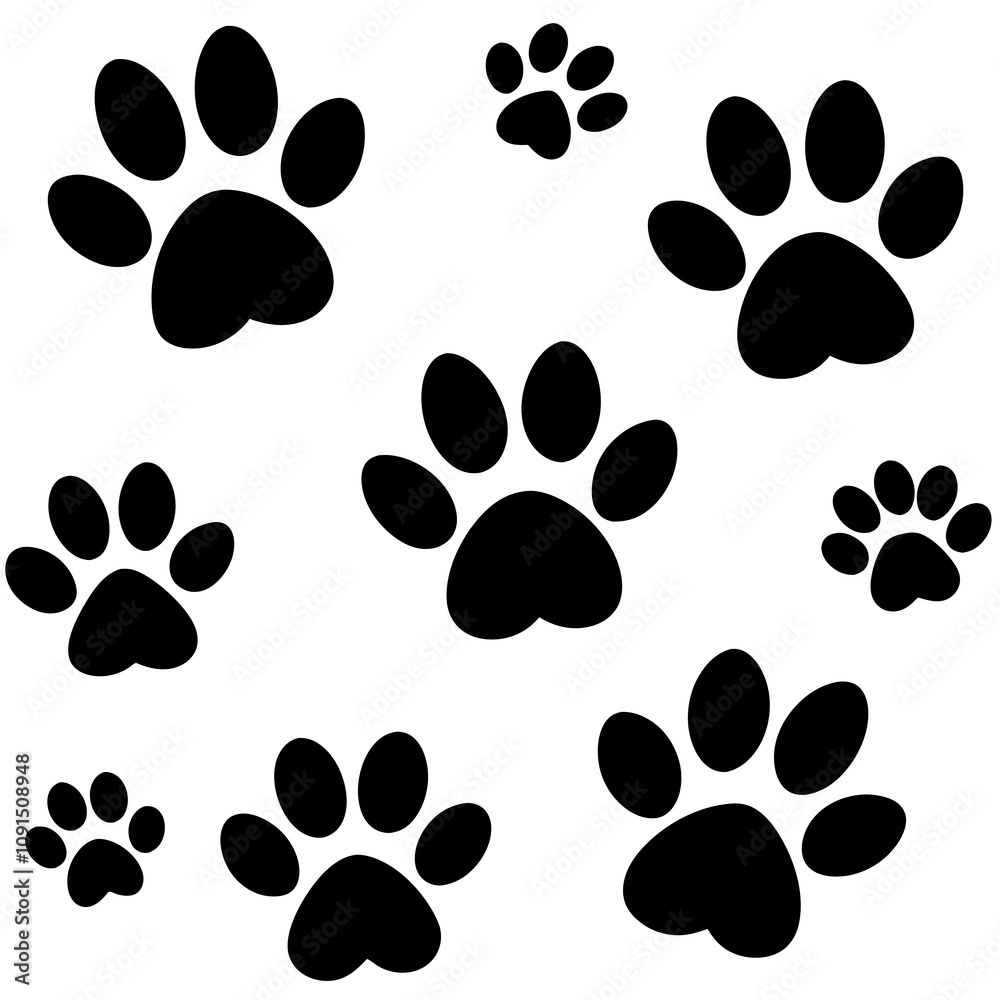Fototapeta premium Dog Paw , Dog Paw Print Vector, Dog Paw Print Silhouette Vector