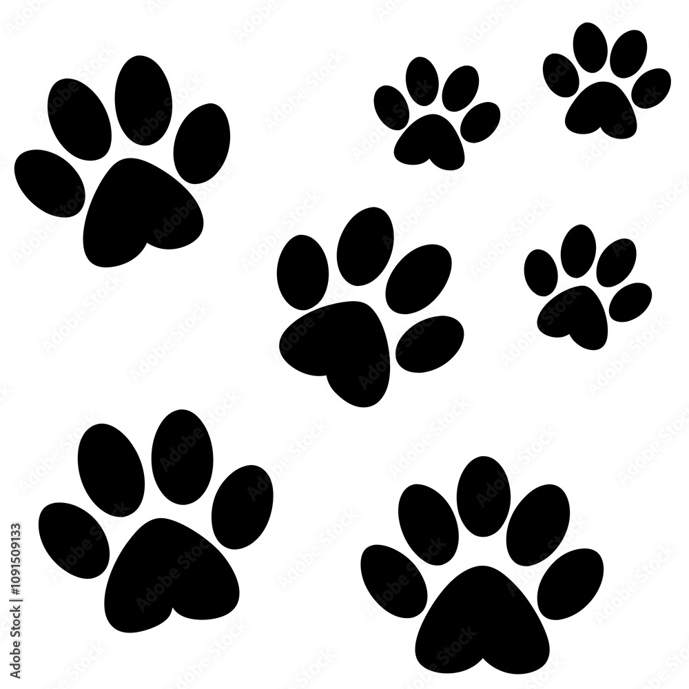 Fototapeta premium Dog Paw , Dog Paw Print Vector, Dog Paw Print Silhouette Vector
