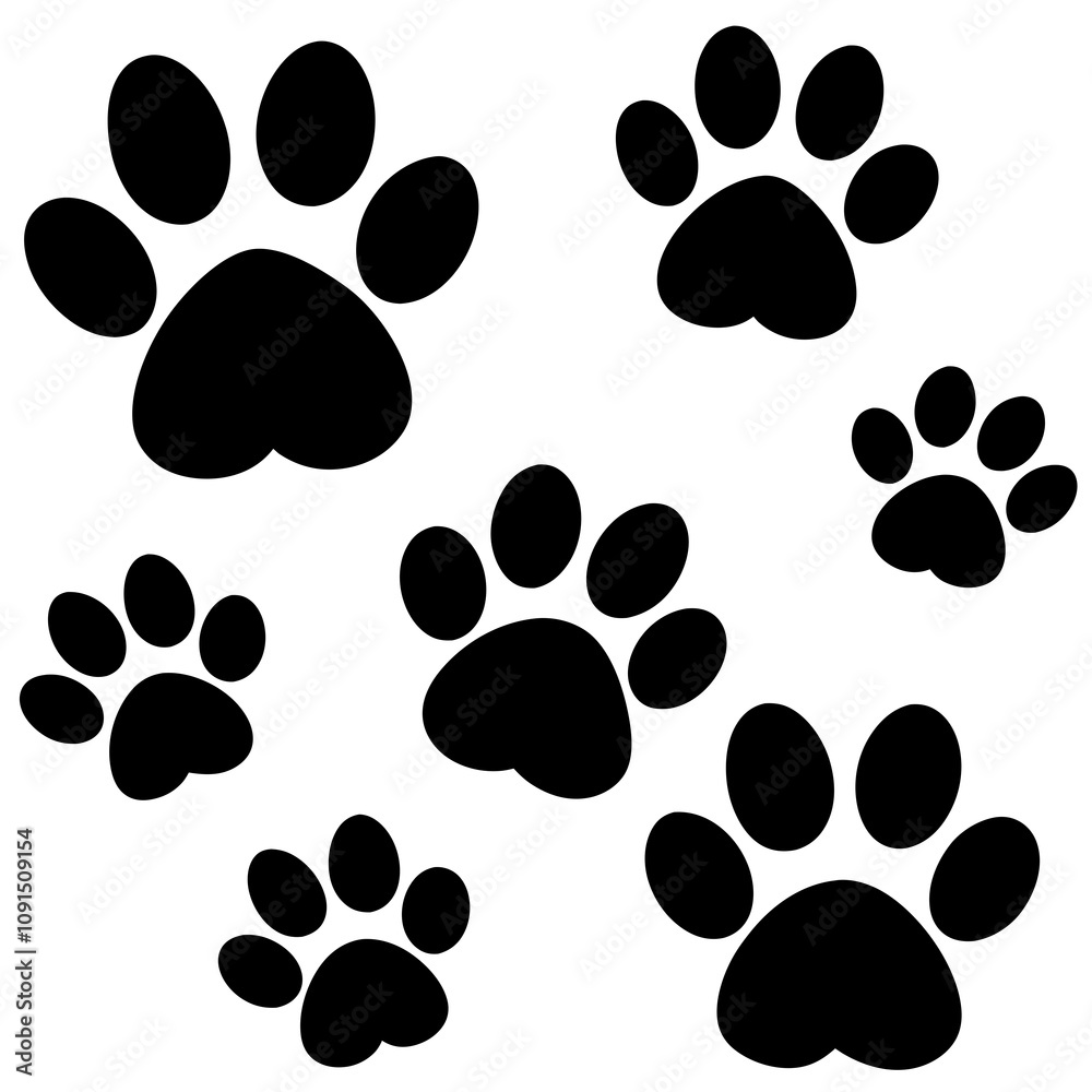 Fototapeta premium Dog Paw , Dog Paw Print Vector, Dog Paw Print Silhouette Vector