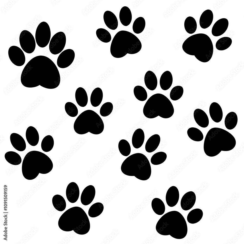 Fototapeta premium Dog Paw , Dog Paw Print Vector, Dog Paw Print Silhouette Vector