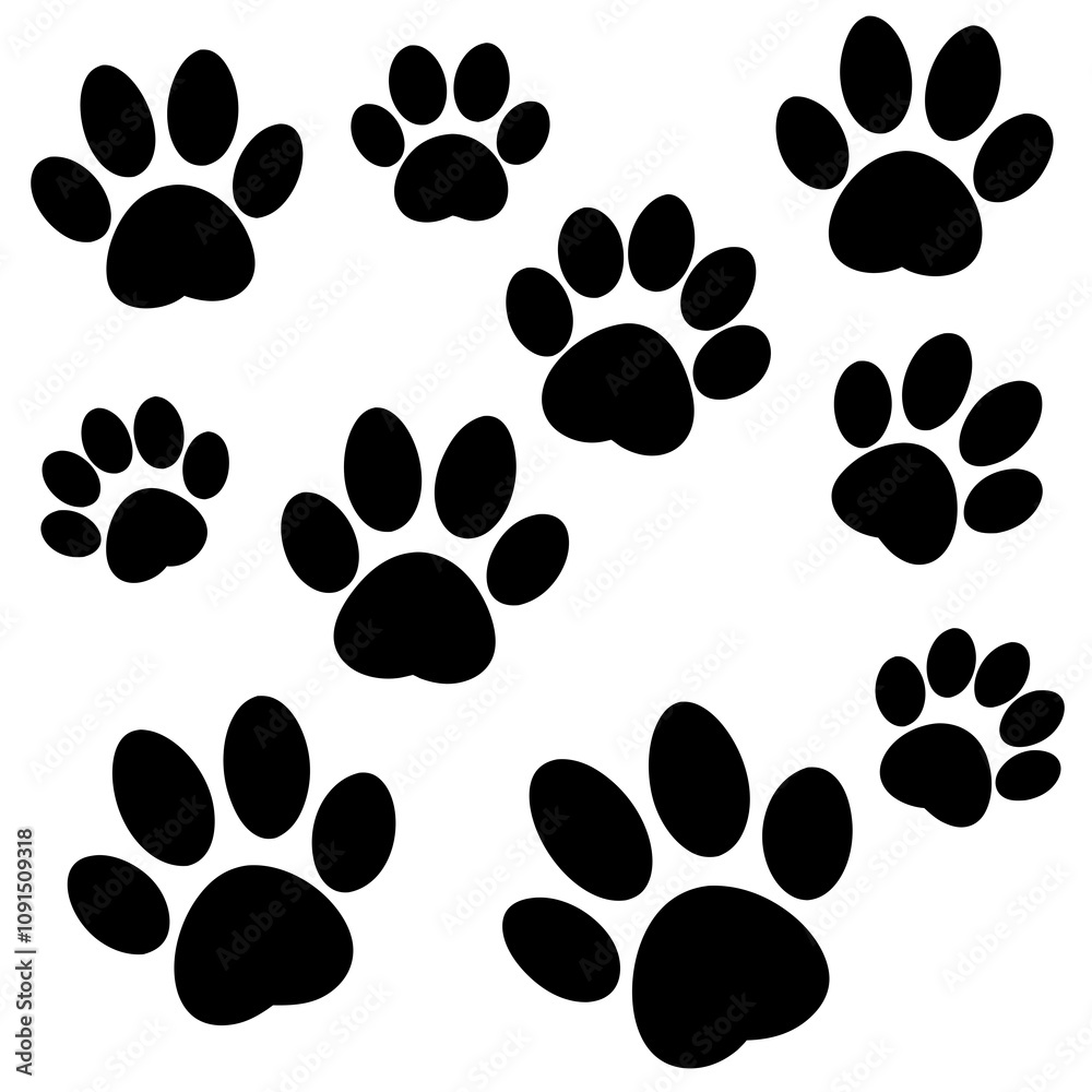 Fototapeta premium Dog Paw , Dog Paw Print Vector, Dog Paw Print Silhouette Vector