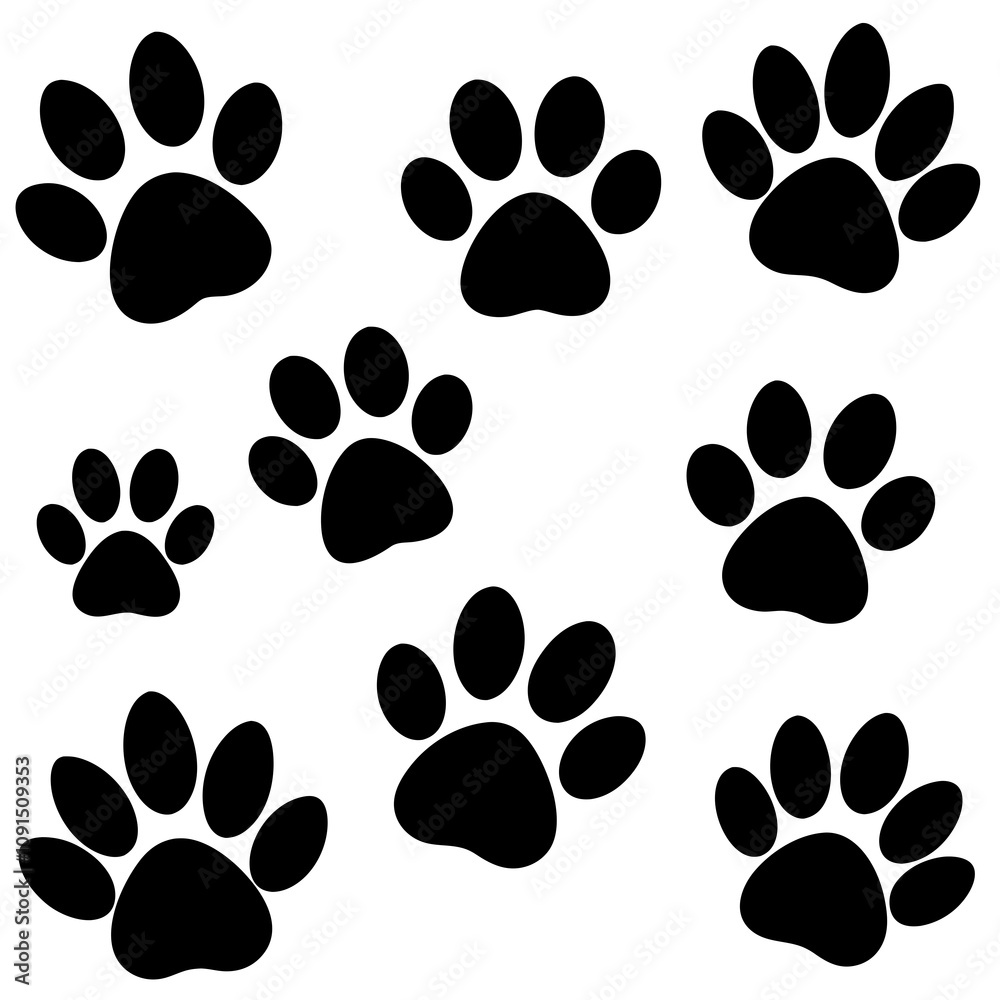 Fototapeta premium Dog Paw , Dog Paw Print Vector, Dog Paw Print Silhouette Vector