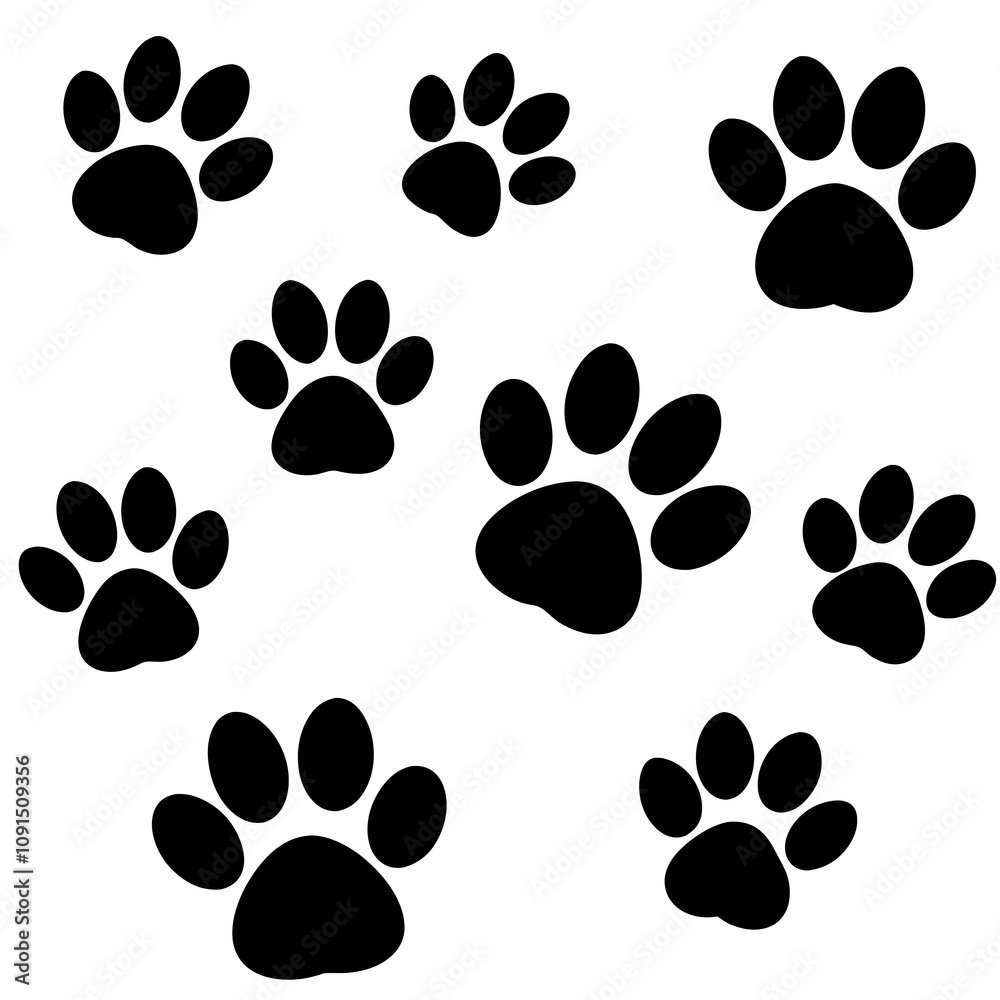Fototapeta premium Dog Paw , Dog Paw Print Vector, Dog Paw Print Silhouette Vector
