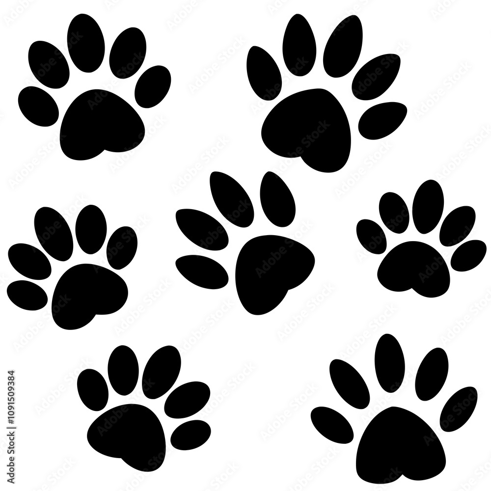 Fototapeta premium Dog Paw , Dog Paw Print Vector, Dog Paw Print Silhouette Vector