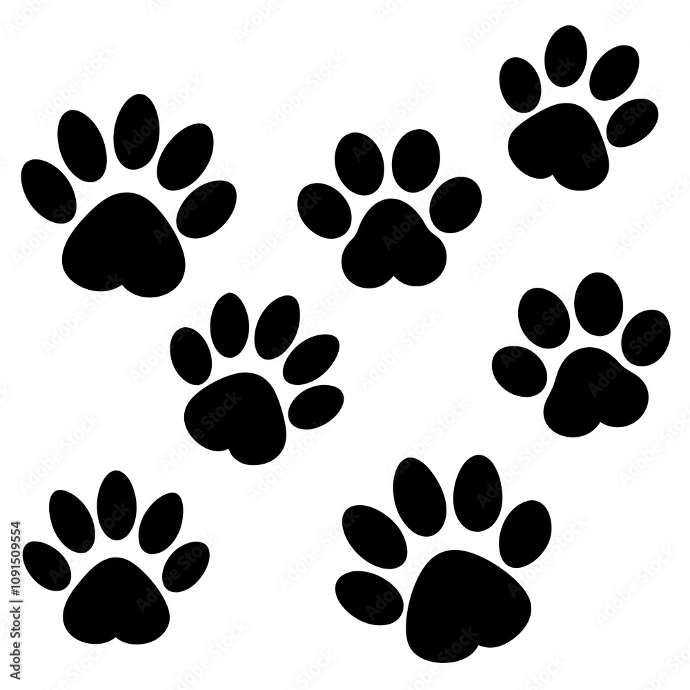 Fototapeta premium Dog Paw , Dog Paw Print Vector, Dog Paw Print Silhouette Vector