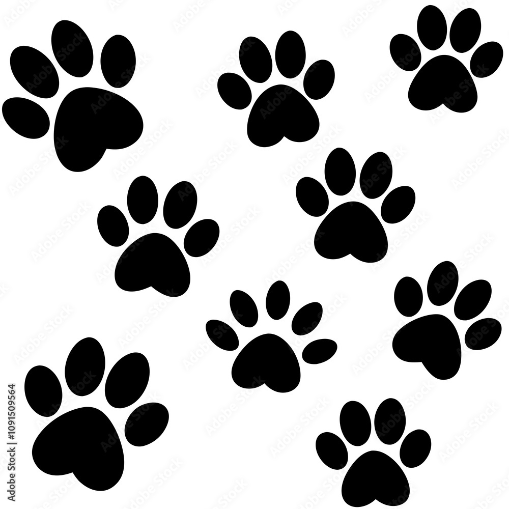 Fototapeta premium Dog Paw , Dog Paw Print Vector, Dog Paw Print Silhouette Vector