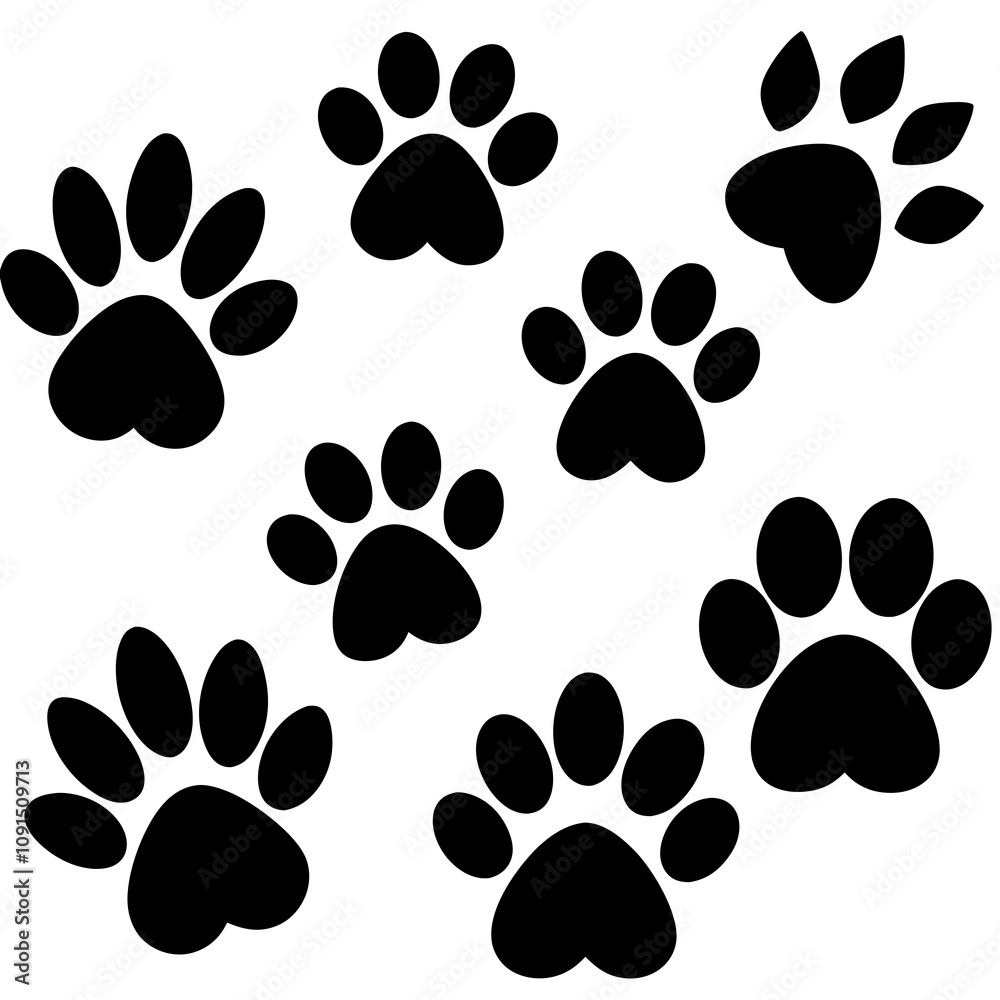 Fototapeta premium Dog Paw , Dog Paw Print Vector, Dog Paw Print Silhouette Vector