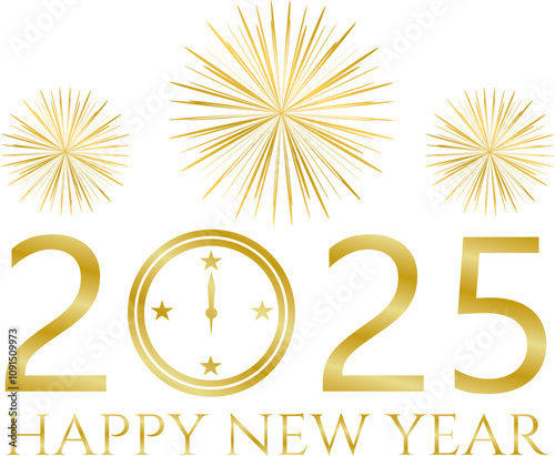 happy new year 2025 - golden design, golden fireworks, best on the web