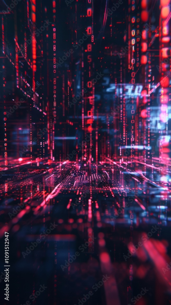 Fototapeta premium Binary Code Digital Matrix Technology Abstract Background