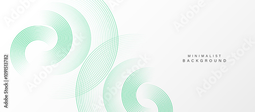 Abstract white background with green circle lines. Digital future technology concept. vector illustration.