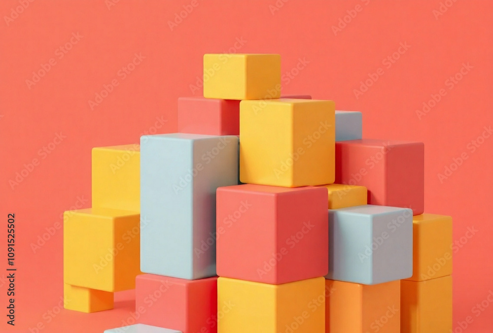 Obraz premium Abstract geometric blocks, 3d render