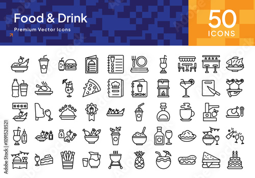 Culinary Food and Drink Icons Pack for Restaurants, Recipes, and Meal Planning Solutions