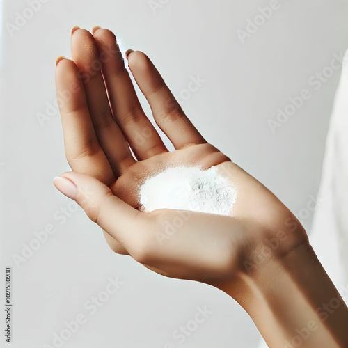 White Powder in Hand – Skincare and Wellness Concept