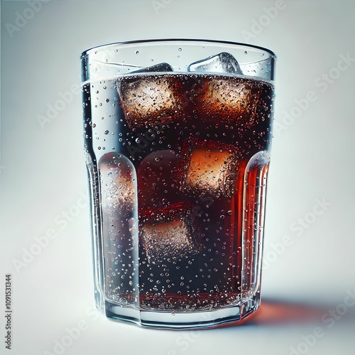 Glass of Cola with Ice and Bubbles – Refreshing Soda Beverage