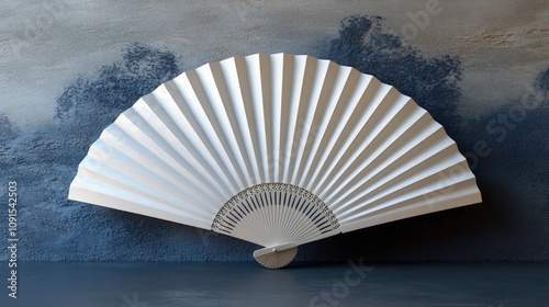 Mockup of a White Folding Hand Fan for Promotional Use photo