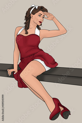 Illustration of pin up girl