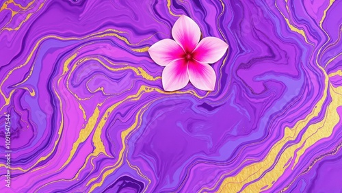 Vibrant Purple Marble Background with Pink Flower: Perfect for Wallpaper, Phone Backgrounds, and Digital Art photo