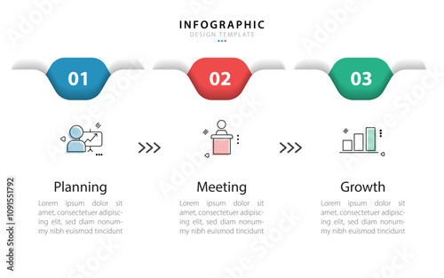 Business infographic template. 3 Step timeline journey. Process diagram, 3 options on white background, Infograph elements vector illustration.