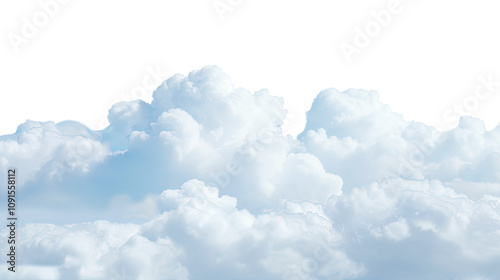 Cloudy clouds on a white background. Telephoto lens photography Realistic daylight photo