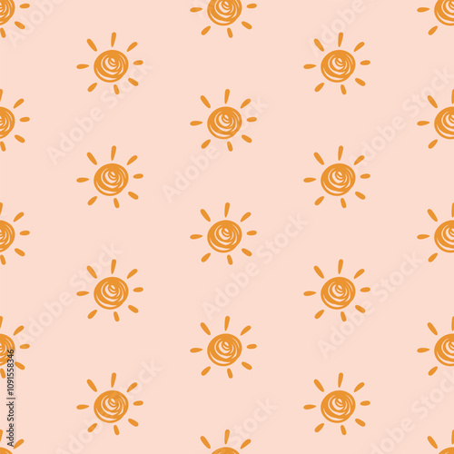 Boho Aztec Sun Seamless Pattern Tribal Background