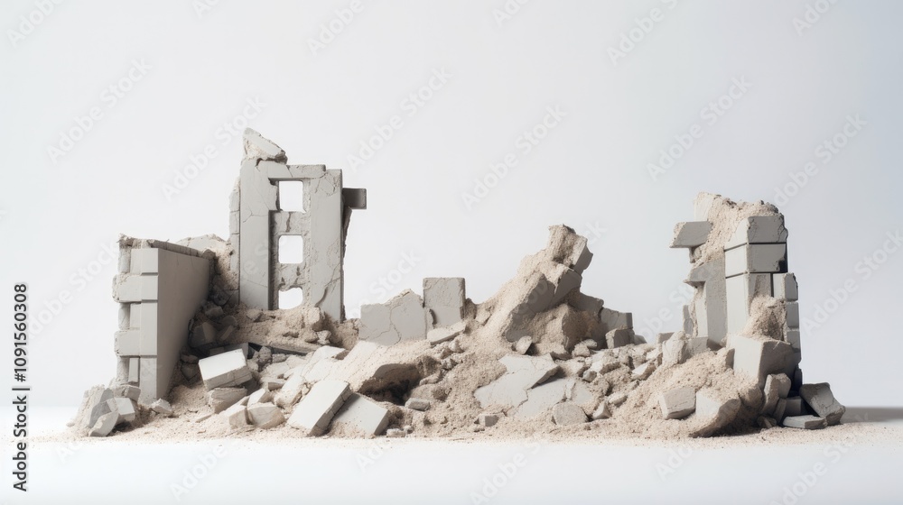 Obraz premium cement ruins on a white background.