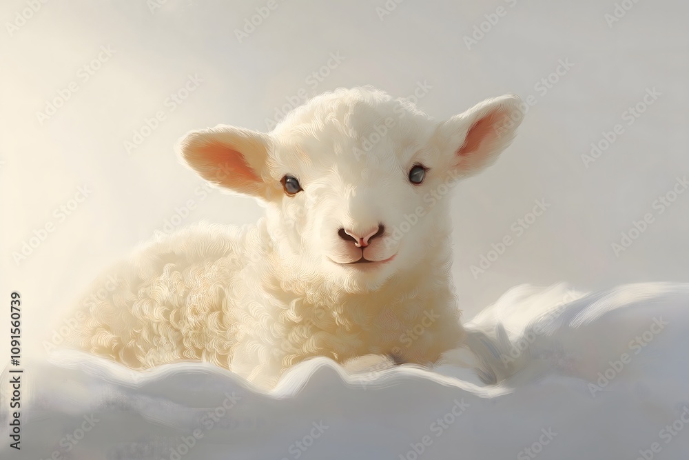 Fototapeta premium Gentle lamb with soft fur