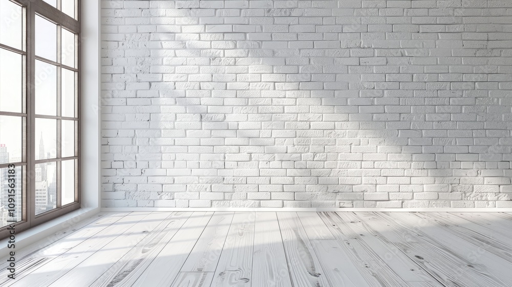 Obraz premium White Brick Wall in an Interior Space