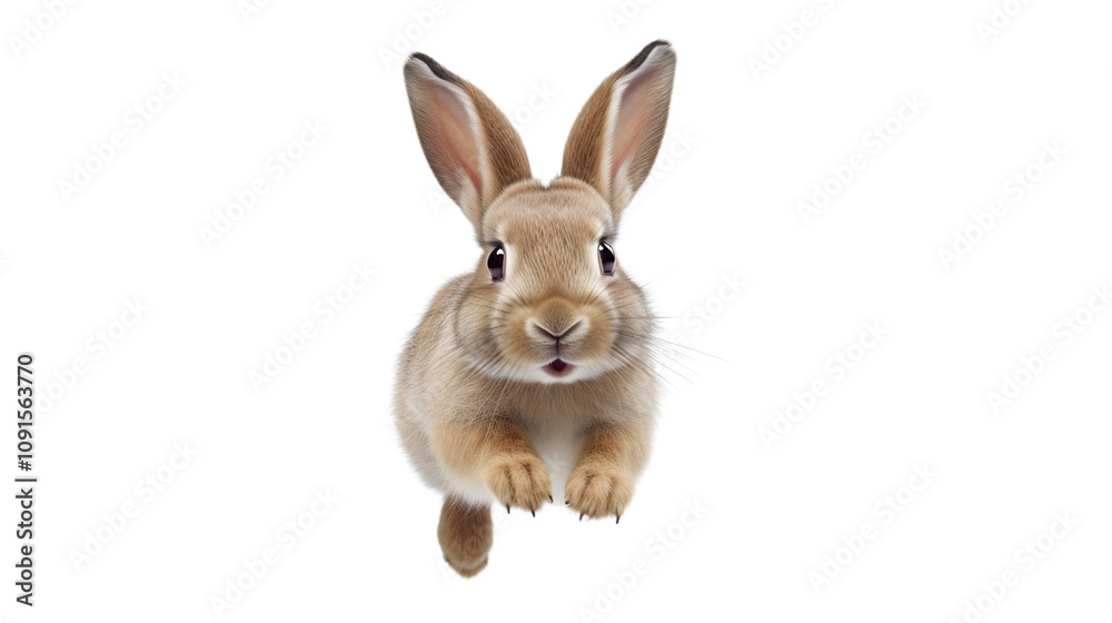 Obraz premium Rabbit running on white background
