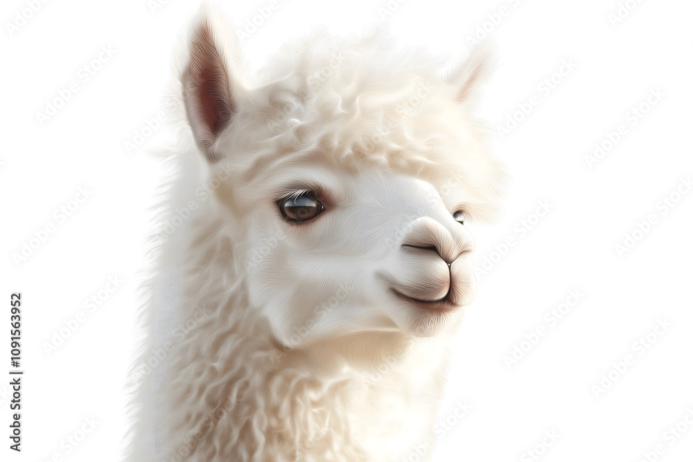 Obraz premium Fluffy alpaca with a curious look